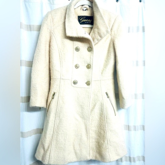 Guess Los Angeles 1981 Women Vintage Wool Blend Light Beige Jacket/Coat size M - Picture 1 of 7